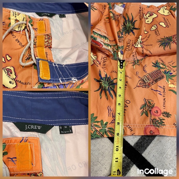 Like New! J. Crew Original Board Shorts Hawaiian Swim Trunks Orange - Picture 8 of 8